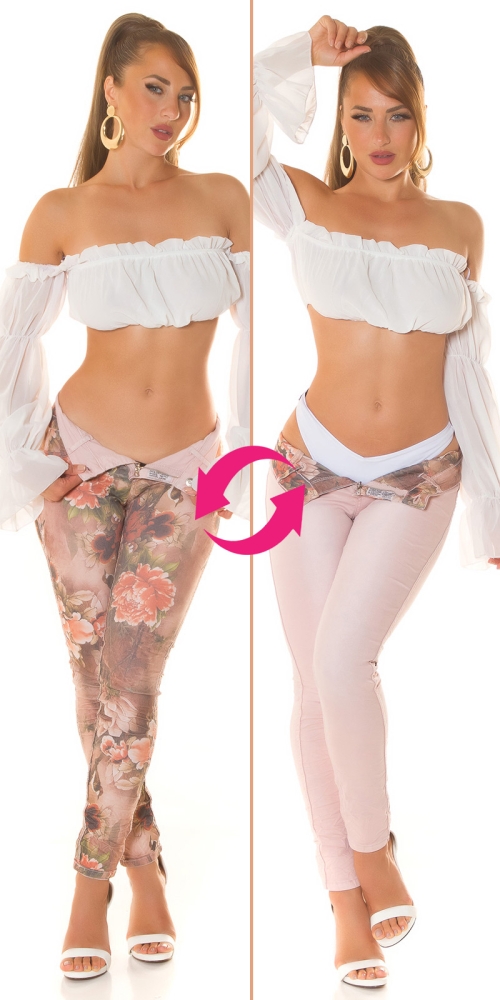 Blugi skinny Sexy 2in1 cu imprimeu floral