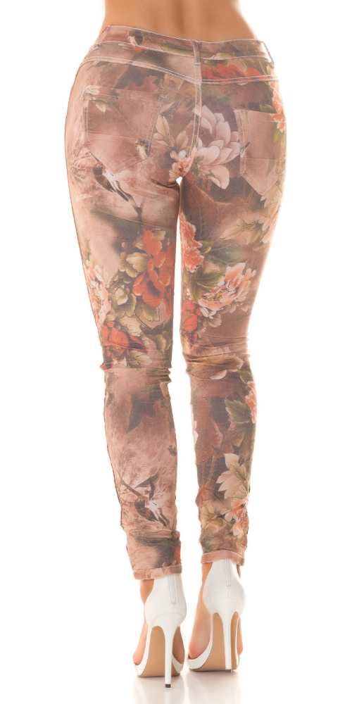 Blugi skinny Sexy 2in1 cu imprimeu floral