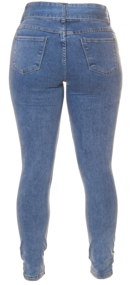 Blugi skinny Sexy cu talie inalta catarama detail