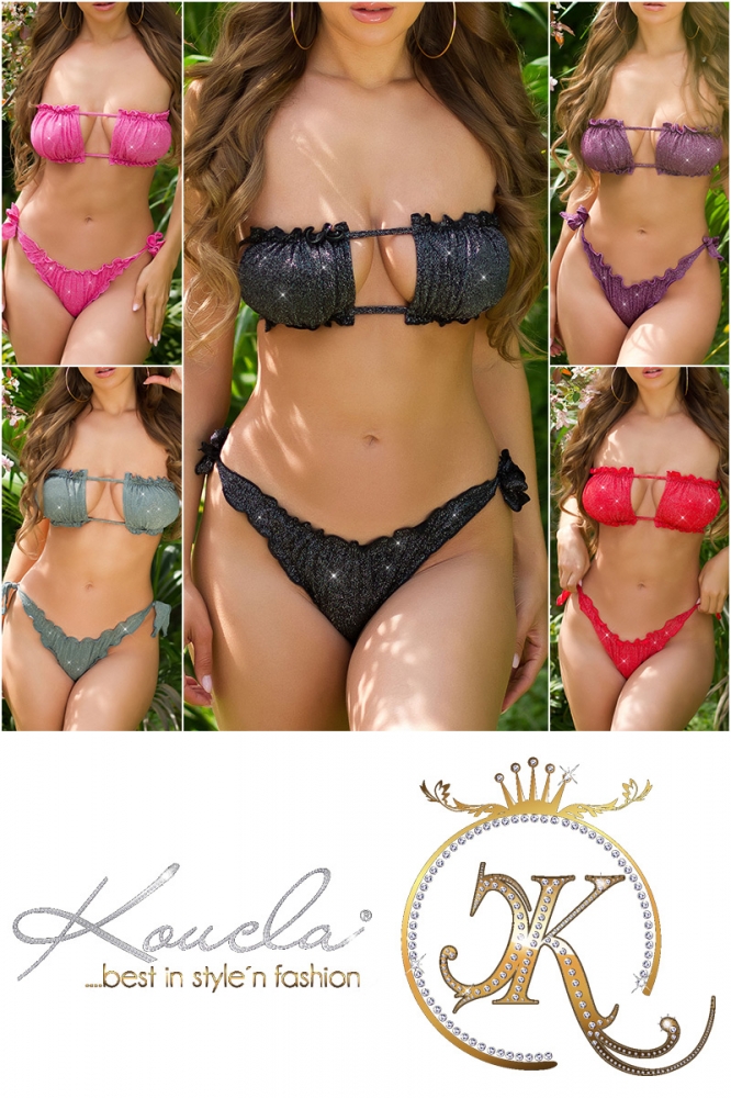 Compleu Costum de baie in doua piese Sexy cu sclipici