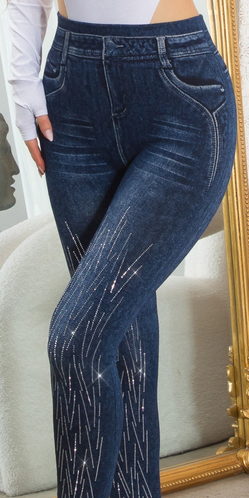 Jeggings Sexy cu talie inalta sclipici stripes