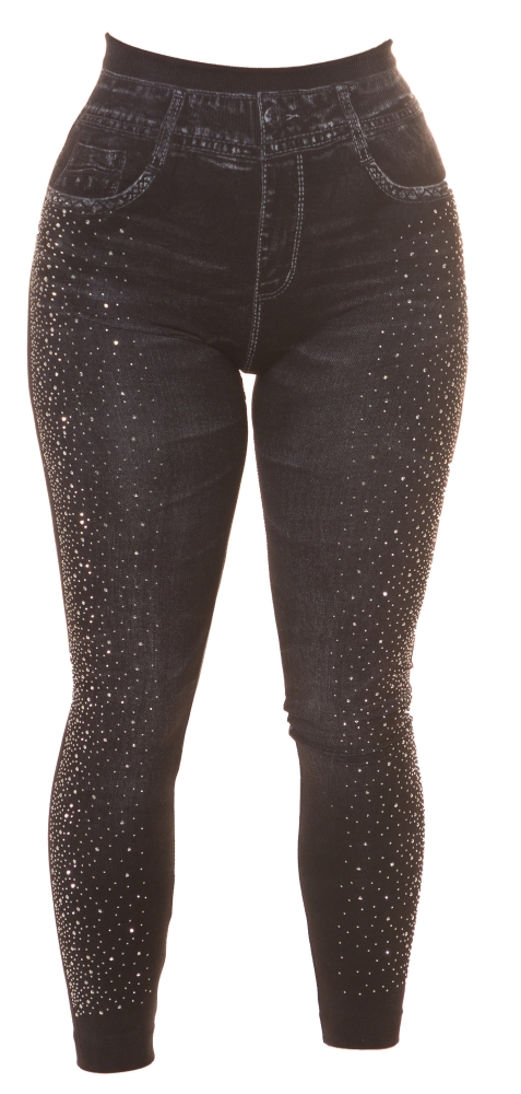 Jeggings Sexy Musthave cu talie inalta sclipici