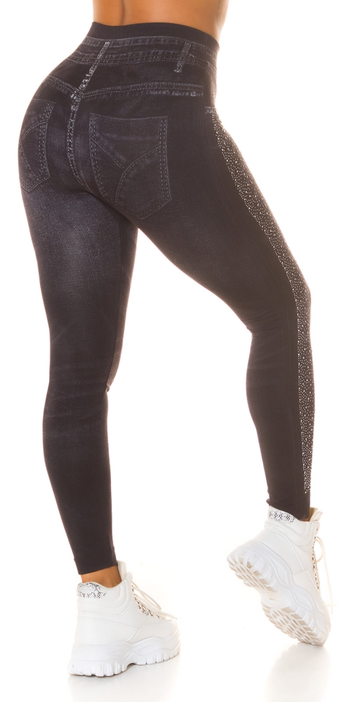 Jeggings Sexy Musthave cu talie inalta sclipici