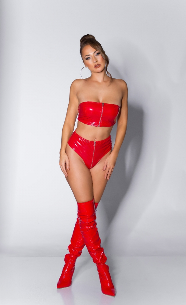 Pantalonasi scurti sexy Latexlook cu fermoar