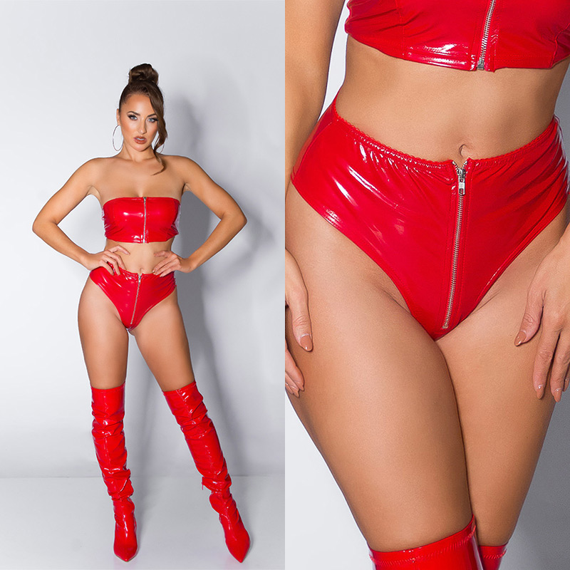 Pantalonasi scurti sexy Latexlook cu fermoar