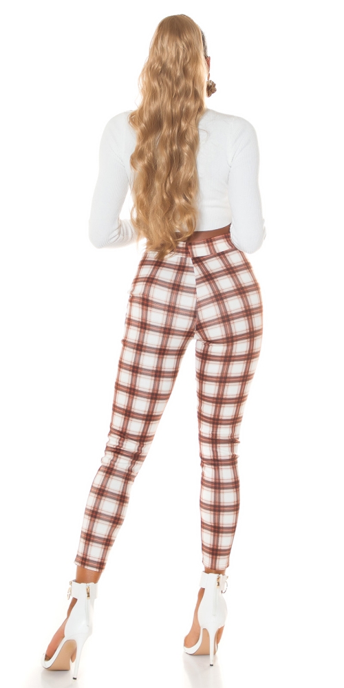 Pantaloni colanti Sexy cu talie inalta checked model