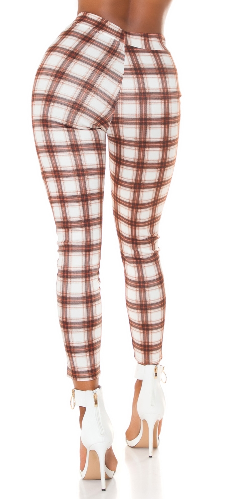 Pantaloni colanti Sexy cu talie inalta checked model