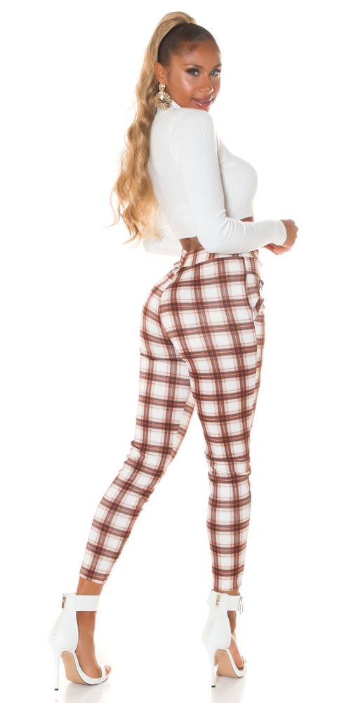 Pantaloni colanti Sexy cu talie inalta checked model