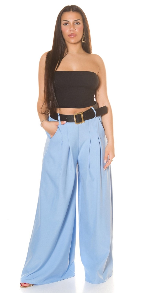 Pantaloni sexy cu talie inalta evazati curea