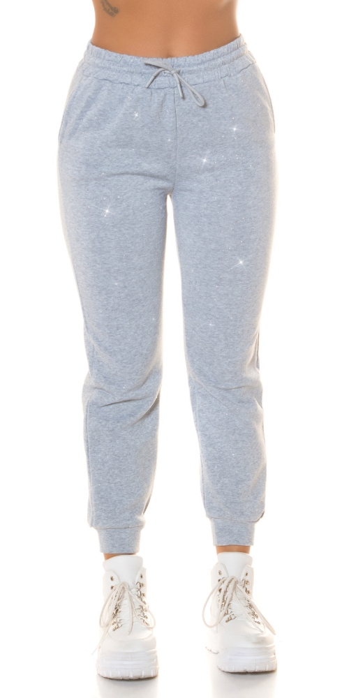 Pantaloni Sexy cu talie inalta Jogger sclipici