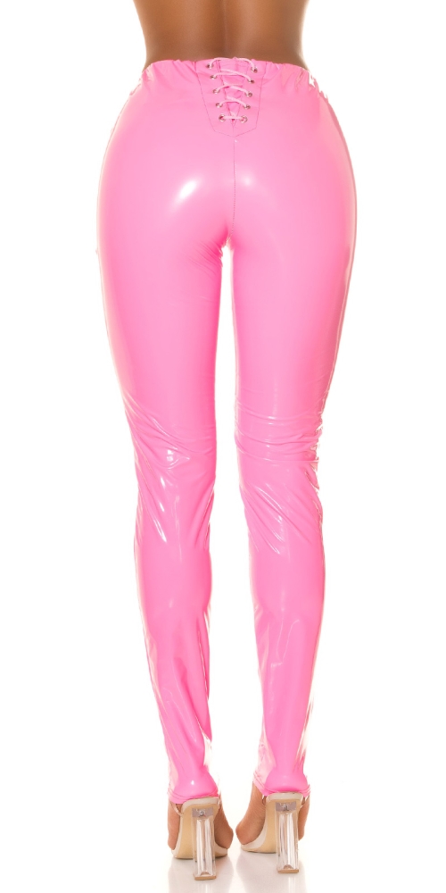 Pantaloni sexy Latex Look cu siret