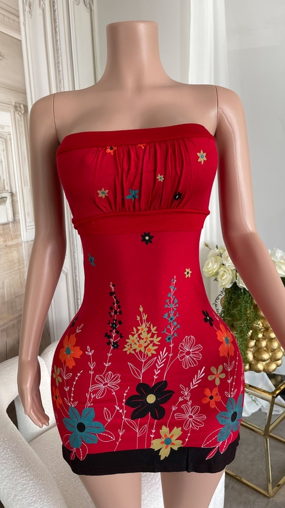 Rochie mini Sexy umeri goi cu imprimeu floral