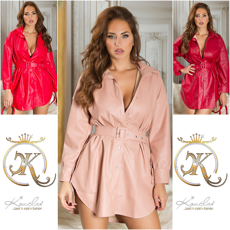 Rochie tip camasa Sexy piele ecologica