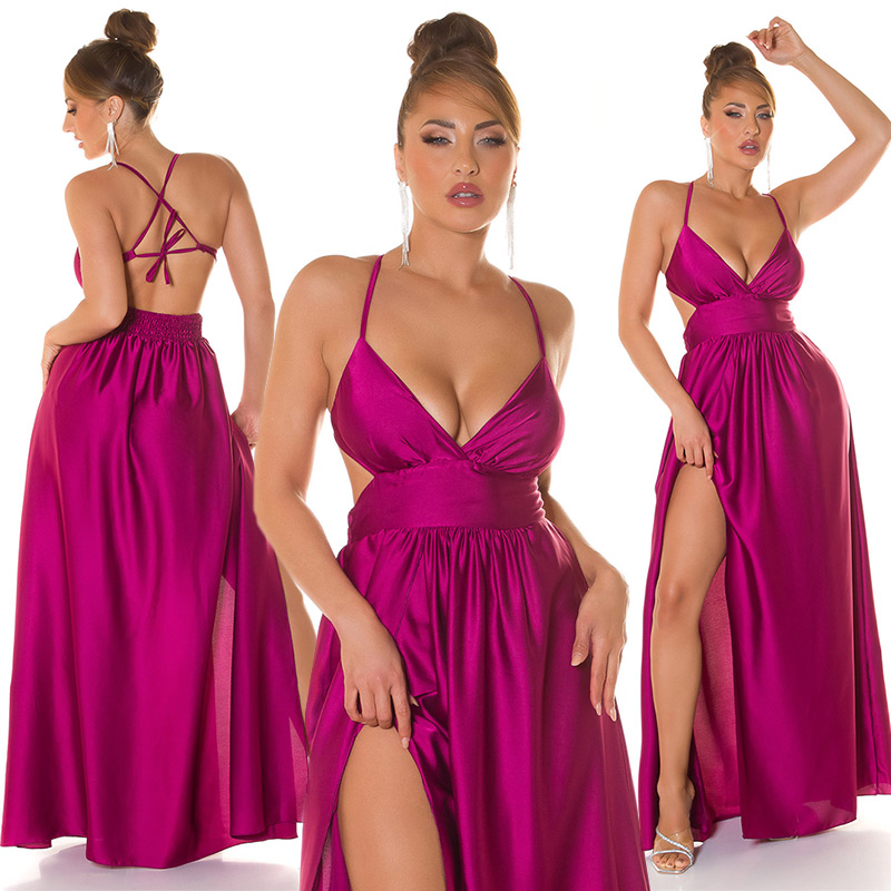 Rochii sexy tip satin Maxi cu XL crapatura pe picior