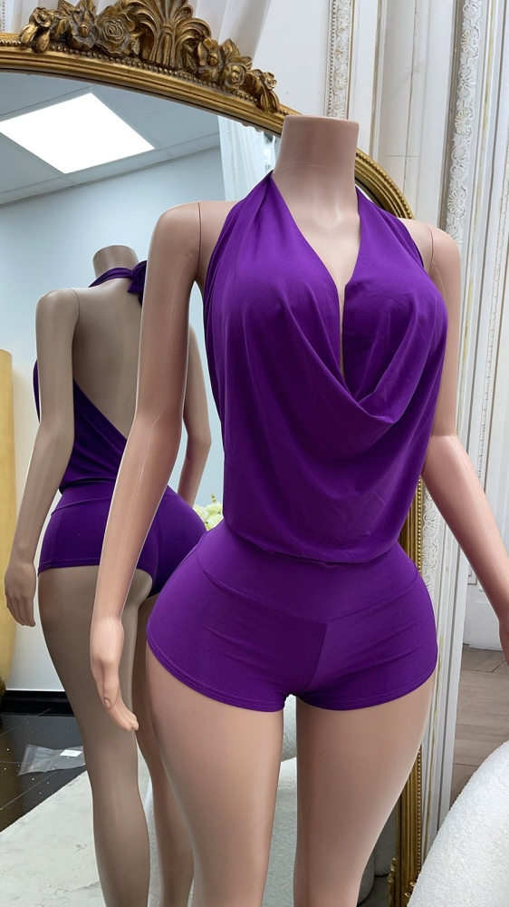 Salopete dama care se leaga in jurul gatului Sexy cu XXL back decupaje