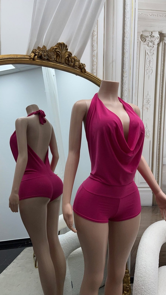 Salopete dama care se leaga in jurul gatului Sexy cu XXL back decupaje