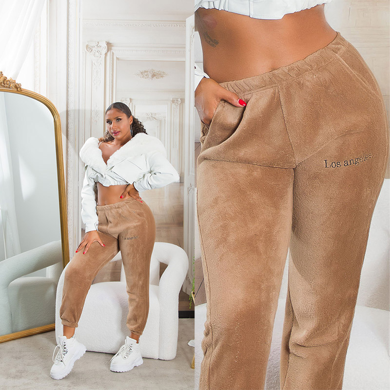 Sexy cu talie inalta plush Jogger 