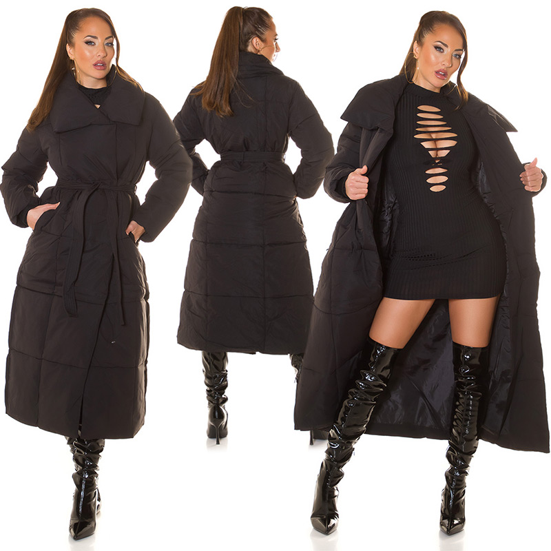 Sexy Fashionista Extra Long Winterjacke mit Gurtel