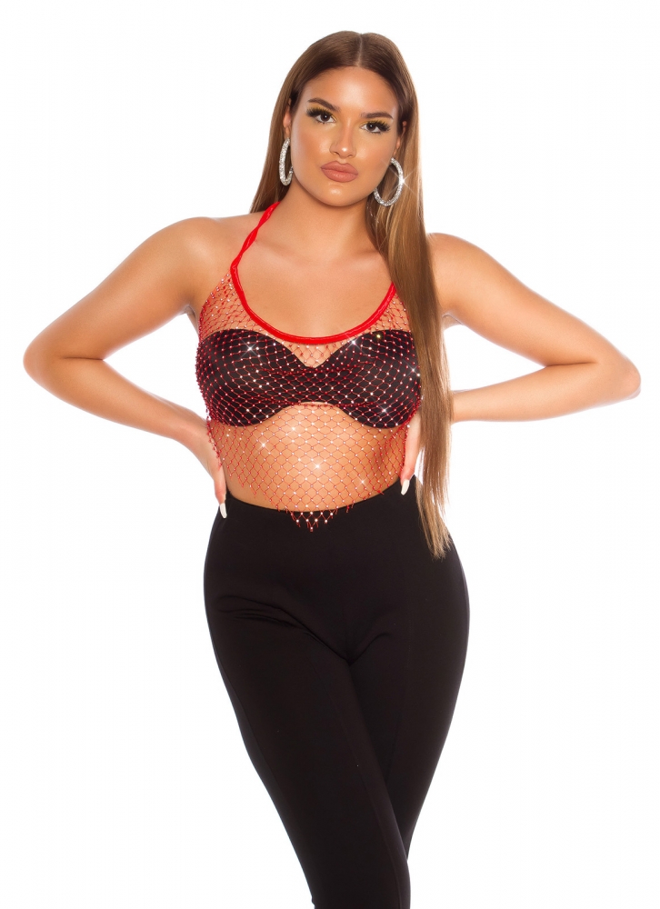 sexy Net Top cu strasuri stralucitoare