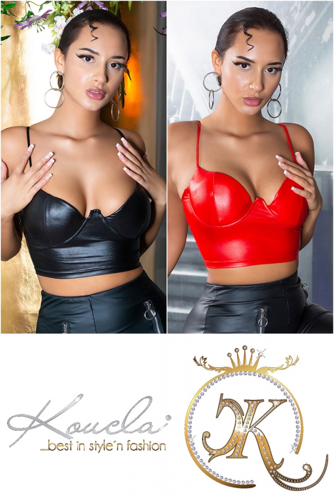 Top deasupra buricului sexy aspect lucios Bustier /